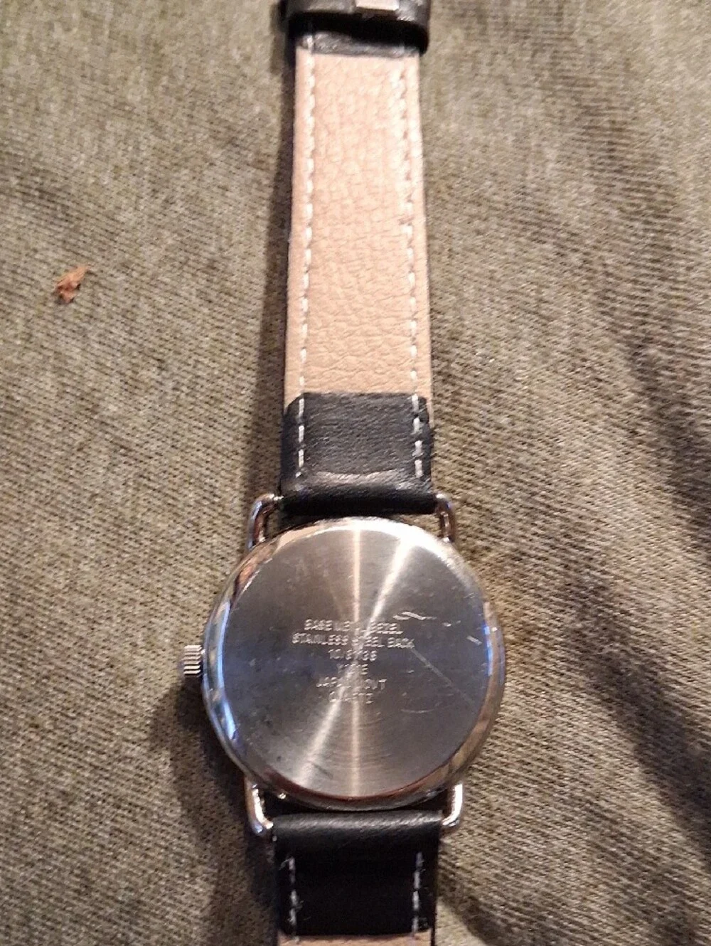 Anne Klein Silver Case White Dial Watch with Black Leather Strap